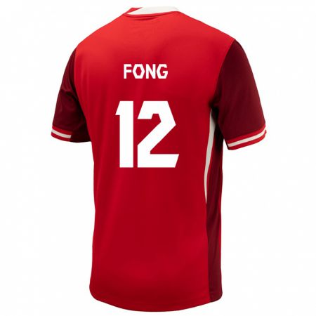 Kandiny Homme Maillot Canada Aidan Fong #12 Rouge Tenues Domicile 24-26 T-Shirt