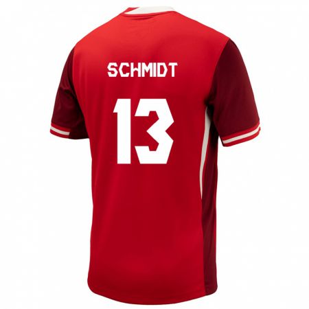 Kandiny Homme Maillot Canada Sophie Schmidt #13 Rouge Tenues Domicile 24-26 T-Shirt