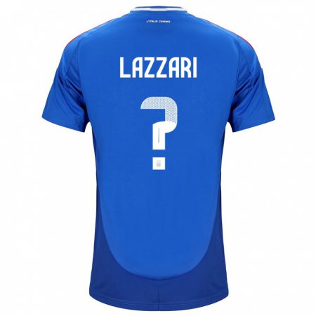 Kandiny Homme Maillot Italie Manuel Lazzari #0 Bleu Tenues Domicile 24-26 T-Shirt