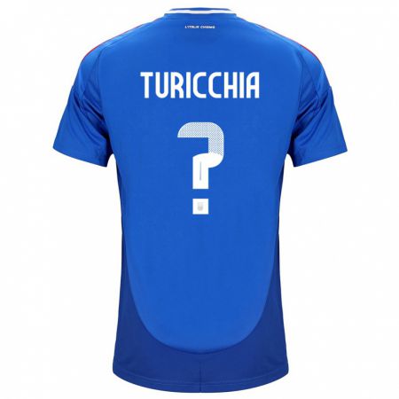 Kandiny Homme Maillot Italie Riccardo Turicchia #0 Bleu Tenues Domicile 24-26 T-Shirt
