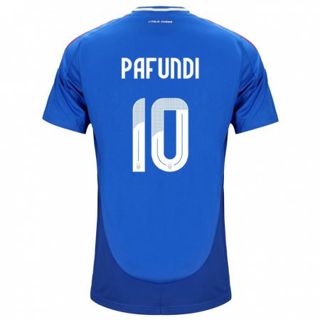 Kandiny Homme Maillot Italie Simone Pafundi #10 Bleu Tenues Domicile 24-26 T-Shirt