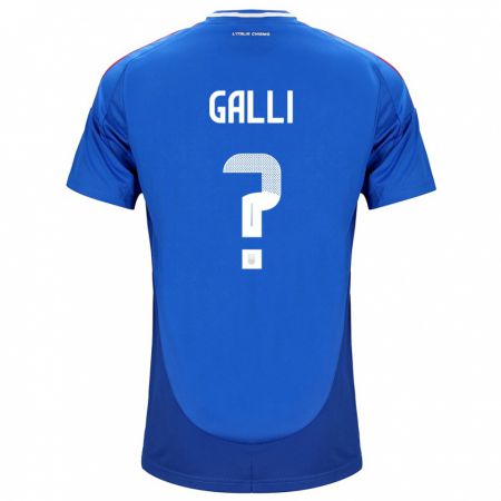 Kandiny Homme Maillot Italie Aurora Galli #0 Bleu Tenues Domicile 24-26 T-Shirt