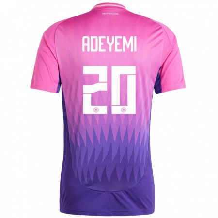 Kandiny Homme Maillot Allemagne Karim Adeyemi #20 Rose-Mauve Tenues Extérieur 24-26 T-Shirt