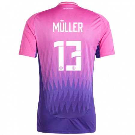 Kandiny Homme Maillot Allemagne Thomas Muller #13 Rose-Mauve Tenues Extérieur 24-26 T-Shirt