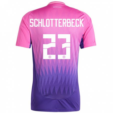 Kandiny Homme Maillot Allemagne Nico Schlotterbeck #23 Rose-Mauve Tenues Extérieur 24-26 T-Shirt