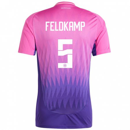Kandiny Homme Maillot Allemagne Jana Feldkamp #5 Rose-Mauve Tenues Extérieur 24-26 T-Shirt