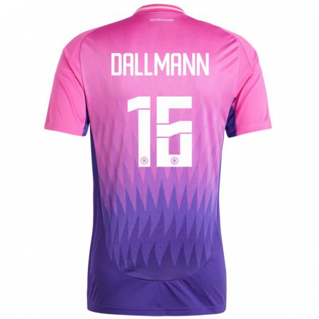 Kandiny Homme Maillot Allemagne Linda Dallmann #16 Rose-Mauve Tenues Extérieur 24-26 T-Shirt