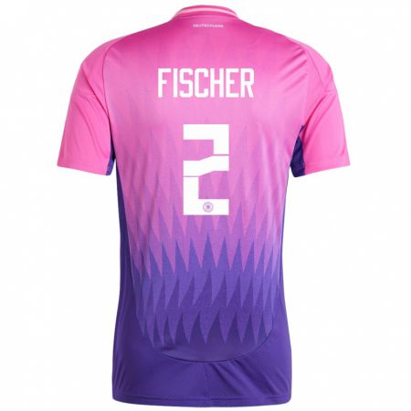 Kandiny Homme Maillot Allemagne Kilian Fischer #2 Rose-Mauve Tenues Extérieur 24-26 T-Shirt