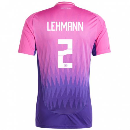 Kandiny Homme Maillot Allemagne Paul Lehmann #2 Rose-Mauve Tenues Extérieur 24-26 T-Shirt