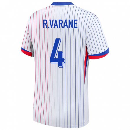 Kandiny Homme Maillot France Raphael Varane #4 Blanc Tenues Extérieur 24-26 T-Shirt