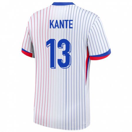 Kandiny Homme Maillot France N Golo Kante #13 Blanc Tenues Extérieur 24-26 T-Shirt