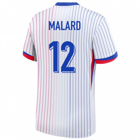 Kandiny Homme Maillot France Melvine Malard #12 Blanc Tenues Extérieur 24-26 T-Shirt