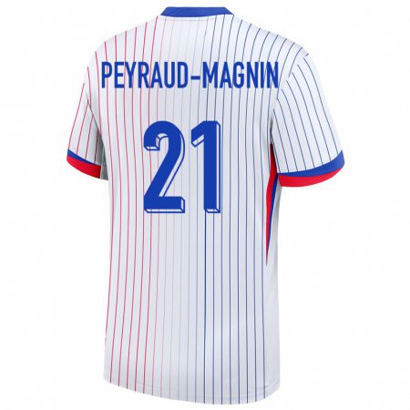 Kandiny Homme Maillot France Pauline Peyraud Magnin #21 Blanc Tenues Extérieur 24-26 T-Shirt