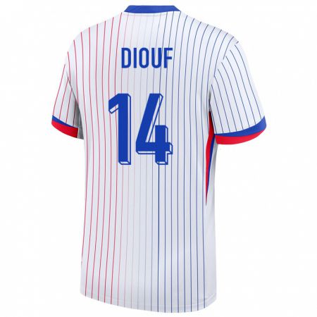 Kandiny Homme Maillot France Andy Diouf #14 Blanc Tenues Extérieur 24-26 T-Shirt