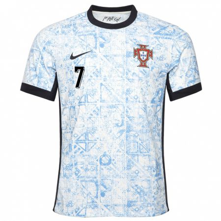 Kandiny Homme Maillot Portugal Fabio Carvalho #7 Bleu Crème Tenues Extérieur 24-26 T-Shirt