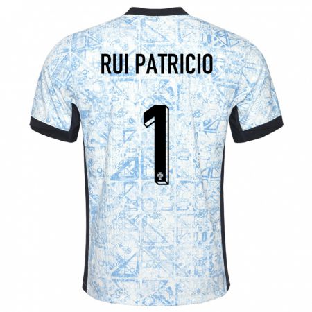 Kandiny Homme Maillot Portugal Rui Patricio #1 Bleu Crème Tenues Extérieur 24-26 T-Shirt