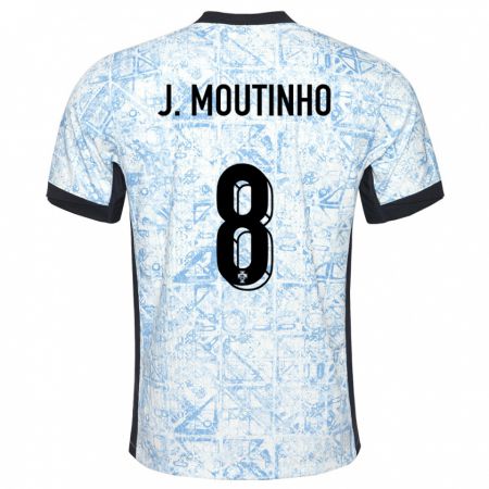 Kandiny Homme Maillot Portugal Joao Moutinho #8 Bleu Crème Tenues Extérieur 24-26 T-Shirt