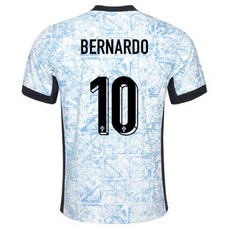 Kandiny Homme Maillot Portugal Bernardo Silva #10 Bleu Crème Tenues Extérieur 24-26 T-Shirt