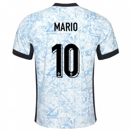 Kandiny Homme Maillot Portugal Joao Mario #10 Bleu Crème Tenues Extérieur 24-26 T-Shirt