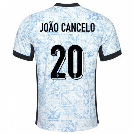 Kandiny Homme Maillot Portugal Joao Cancelo #20 Bleu Crème Tenues Extérieur 24-26 T-Shirt