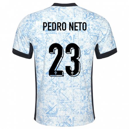 Kandiny Homme Maillot Portugal Pedro Neto #23 Bleu Crème Tenues Extérieur 24-26 T-Shirt