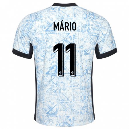 Kandiny Homme Maillot Portugal Joao Mario #11 Bleu Crème Tenues Extérieur 24-26 T-Shirt