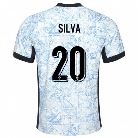 Kandiny Homme Maillot Portugal Fabio Silva #20 Bleu Crème Tenues Extérieur 24-26 T-Shirt