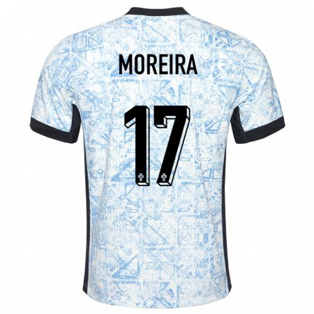 Kandiny Homme Maillot Portugal Afonso Moreira #17 Bleu Crème Tenues Extérieur 24-26 T-Shirt