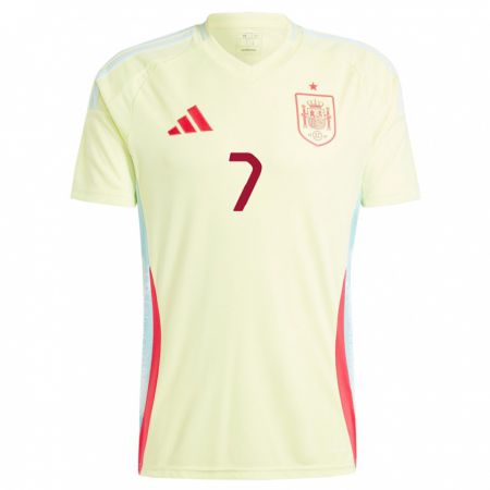 Kandiny Homme Maillot Espagne Fabio Blanco #7 Jaune Tenues Extérieur 24-26 T-Shirt