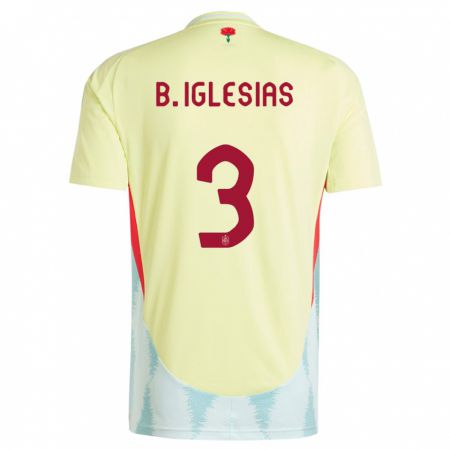 Kandiny Homme Maillot Espagne Borja Iglesias #3 Jaune Tenues Extérieur 24-26 T-Shirt