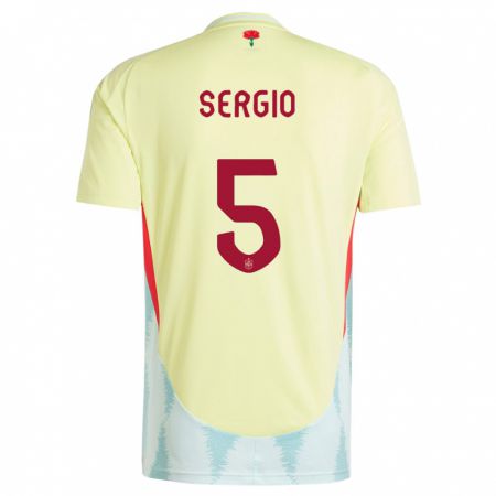 Kandiny Homme Maillot Espagne Sergio Busquets #5 Jaune Tenues Extérieur 24-26 T-Shirt
