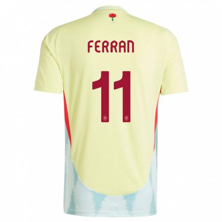 Kandiny Homme Maillot Espagne Ferran Torres #11 Jaune Tenues Extérieur 24-26 T-Shirt