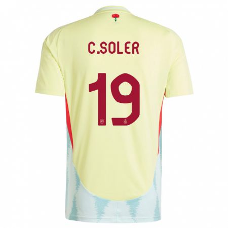 Kandiny Homme Maillot Espagne Carlos Soler #19 Jaune Tenues Extérieur 24-26 T-Shirt