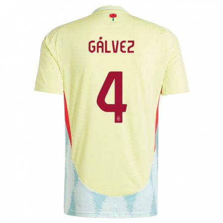 Kandiny Homme Maillot Espagne Rocio Galvez #4 Jaune Tenues Extérieur 24-26 T-Shirt