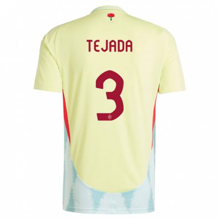 Kandiny Homme Maillot Espagne Ana Tejada #3 Jaune Tenues Extérieur 24-26 T-Shirt
