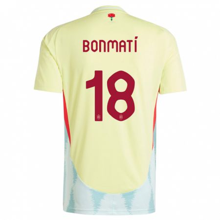 Kandiny Homme Maillot Espagne Aitana Bonmati #18 Jaune Tenues Extérieur 24-26 T-Shirt