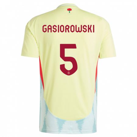 Kandiny Homme Maillot Espagne Yarek Gasiorowski #5 Jaune Tenues Extérieur 24-26 T-Shirt