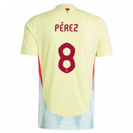 Kandiny Homme Maillot Espagne Dani Perez #8 Jaune Tenues Extérieur 24-26 T-Shirt