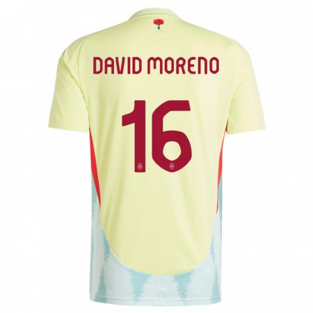 Kandiny Homme Maillot Espagne Antonio David Moreno #16 Jaune Tenues Extérieur 24-26 T-Shirt