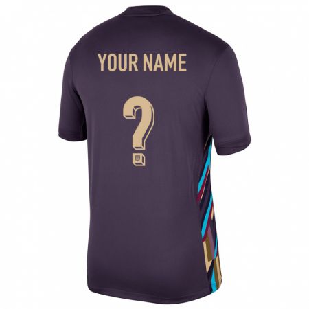 Kandiny Homme Maillot Angleterre Votre Nom #0 Raisins Noirs Tenues Extérieur 24-26 T-Shirt