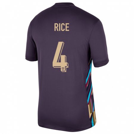 Kandiny Homme Maillot Angleterre Declan Rice #4 Raisins Noirs Tenues Extérieur 24-26 T-Shirt