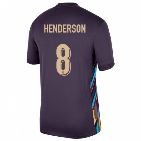 Kandiny Homme Maillot Angleterre Jordan Henderson #8 Raisins Noirs Tenues Extérieur 24-26 T-Shirt