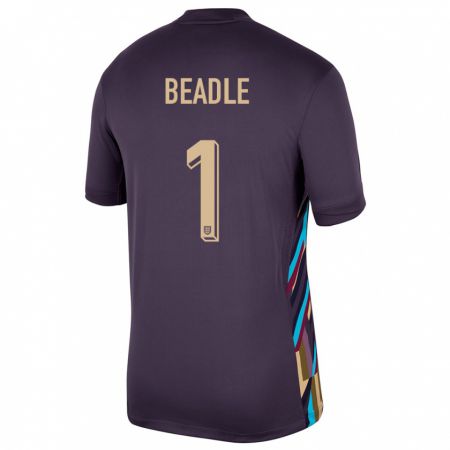 Kandiny Homme Maillot Angleterre James Beadle #1 Raisins Noirs Tenues Extérieur 24-26 T-Shirt