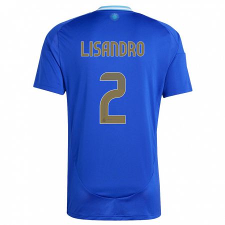 Kandiny Homme Maillot Argentine Lisandro Martinez #2 Bleu Tenues Extérieur 24-26 T-Shirt
