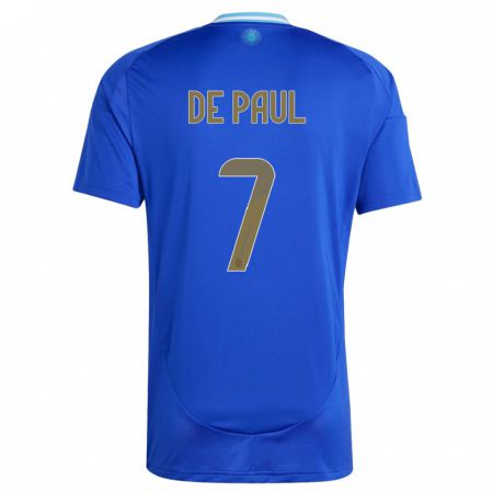 Kandiny Homme Maillot Argentine Rodrigo De Paul #7 Bleu Tenues Extérieur 24-26 T-Shirt