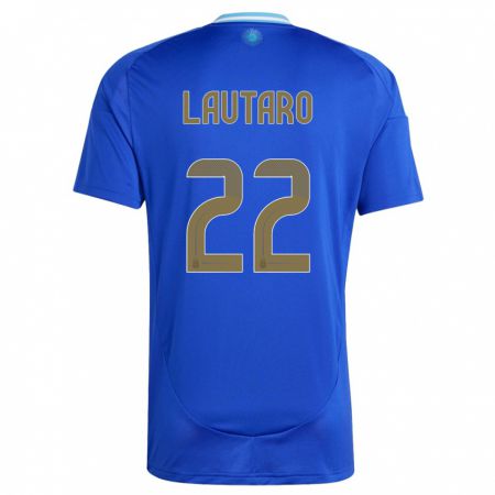 Kandiny Homme Maillot Argentine Lautaro Martinez #22 Bleu Tenues Extérieur 24-26 T-Shirt