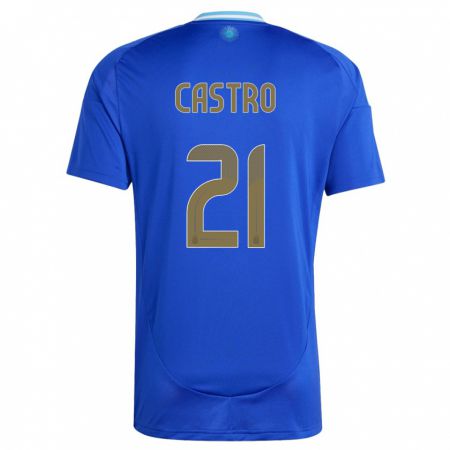 Kandiny Homme Maillot Argentine Santiago Castro #21 Bleu Tenues Extérieur 24-26 T-Shirt