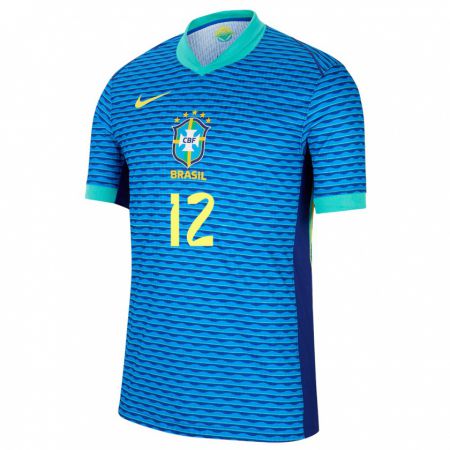 Kandiny Homme Maillot Brésil Cesar Augusto #12 Bleu Tenues Extérieur 24-26 T-Shirt