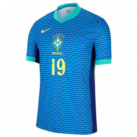 Kandiny Homme Maillot Brésil Ludmila #19 Bleu Tenues Extérieur 24-26 T-Shirt