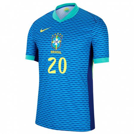 Kandiny Homme Maillot Brésil Dudu #20 Bleu Tenues Extérieur 24-26 T-Shirt